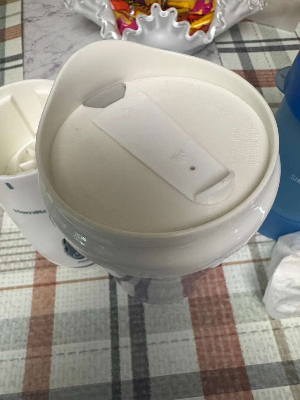 Hamilton Beach White Personal Blender with Blue Simply Shake Bottle